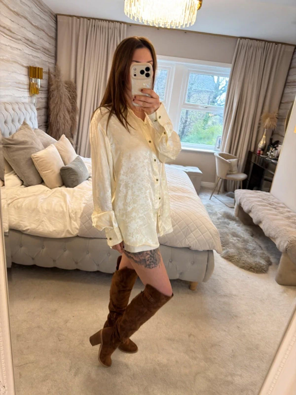 BNWT Cream Floral Satin Shirt Small