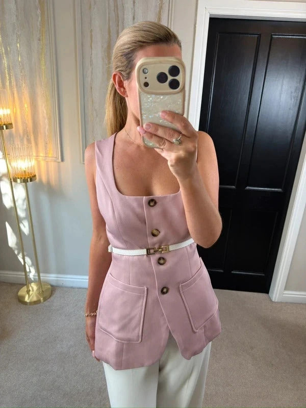 CrazyDizzy Pink Waistcoat / Top Large