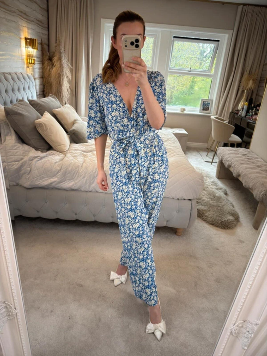 F&F Blue Floral Belted Jumpsuit 10