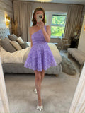 Faeriesty Lilac 3D Floral Petal Mini Dress Small