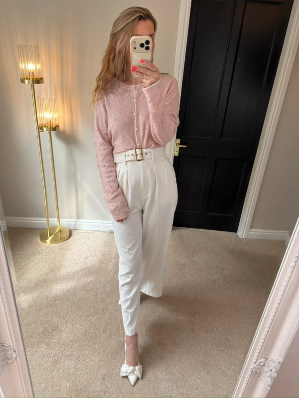 Vintage Inspired Lindy Bop Pink Pearl Button Cardigan XL
