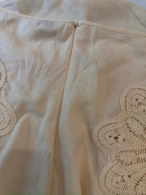 M&S Cream Linen Blend Crochet Blouse 14