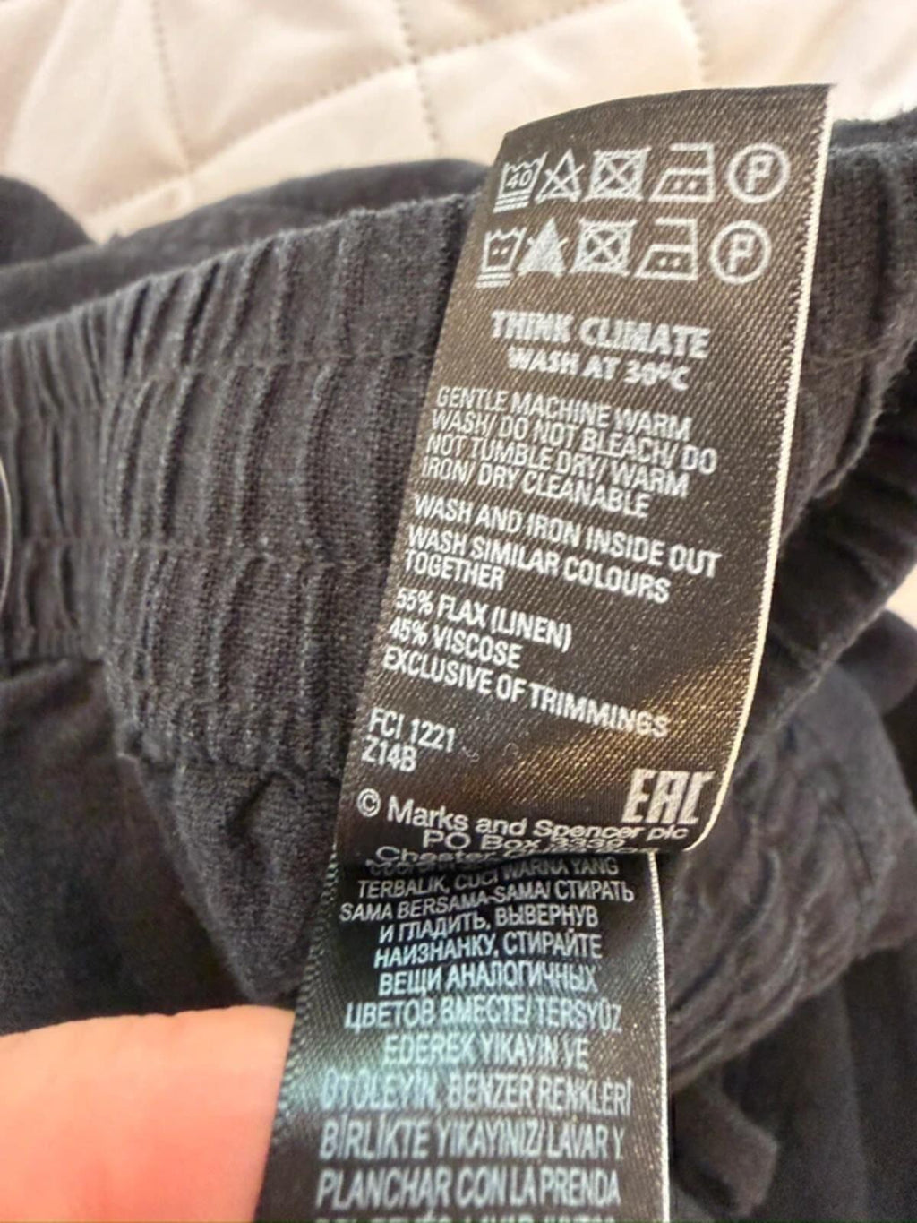 M&S Black Linen Blend Trousers 12 Regular