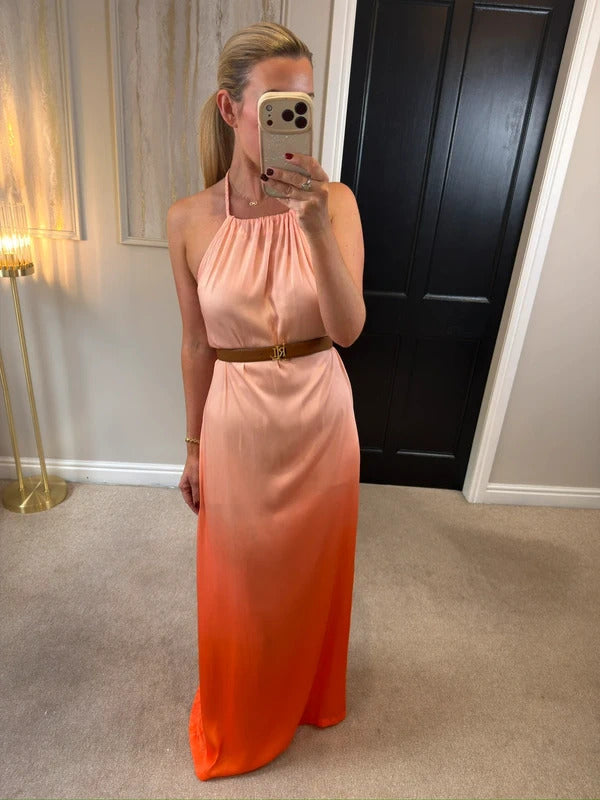 BNWT Next Orange / Pink Ombré Plait Maxi Dress 10