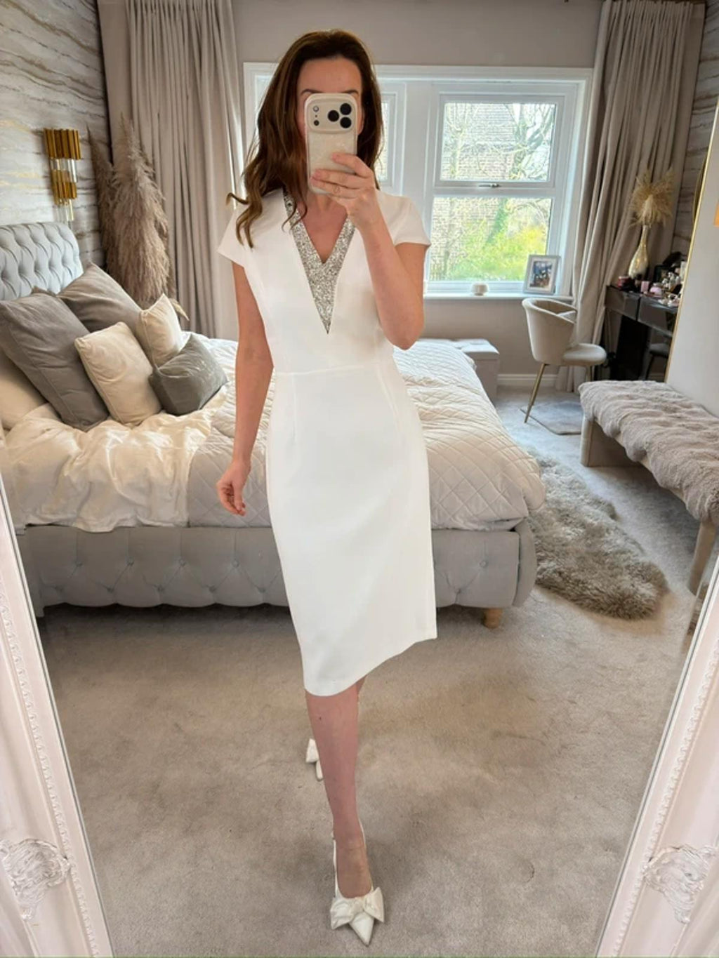 Ella Boo White Embellished Midi Dress 10