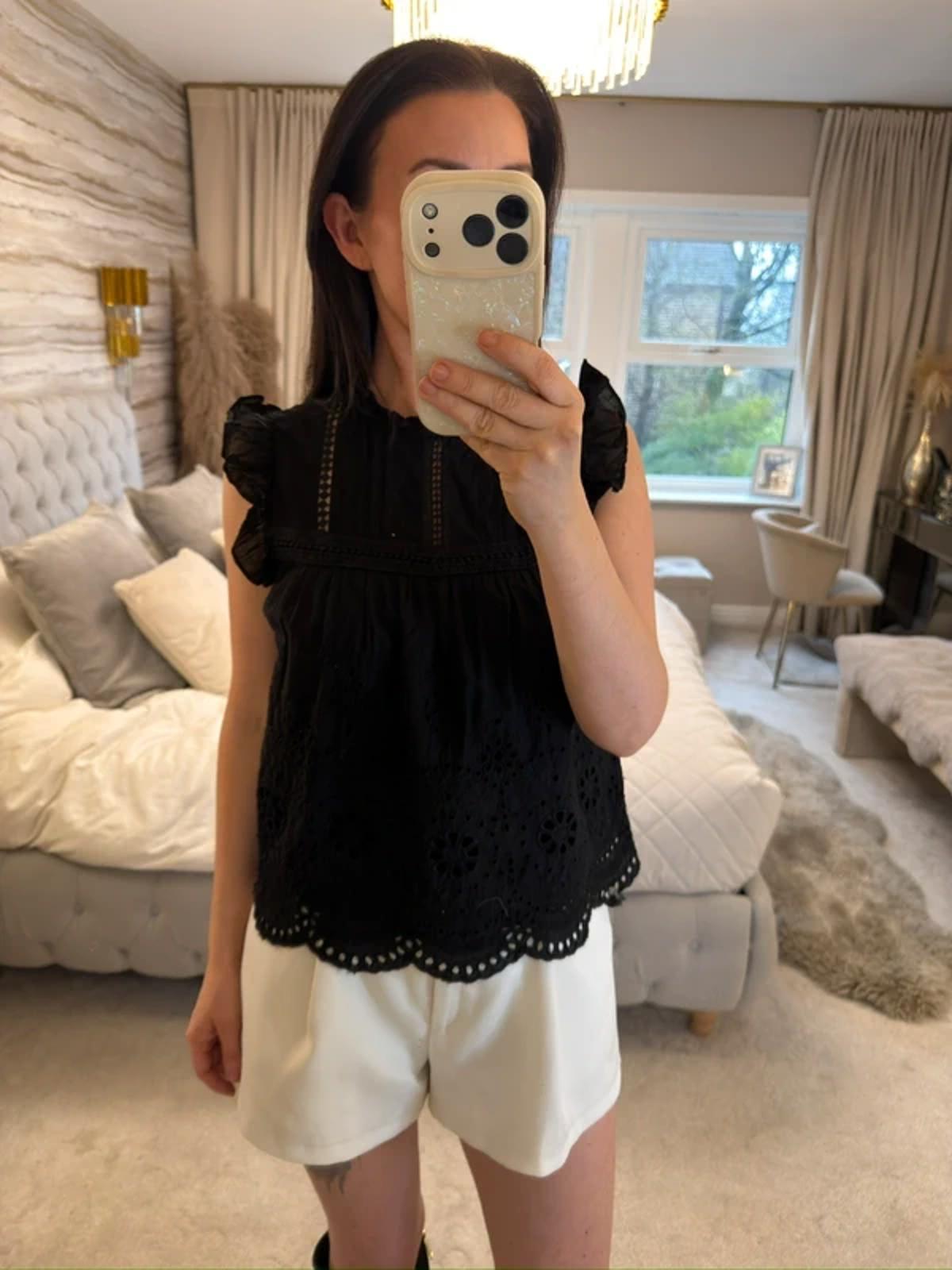 Warehouse Black Broderie Anglaise Blouse 8