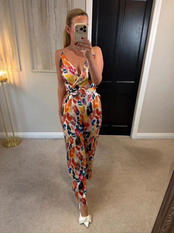 Monsoon Multicoloured Satin Wide Leg Jumpsuit 10