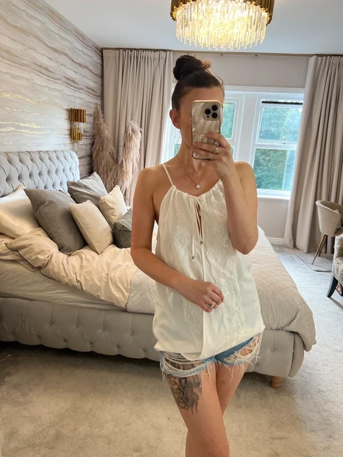 Jane Norman White Lace Boho Blouse 10