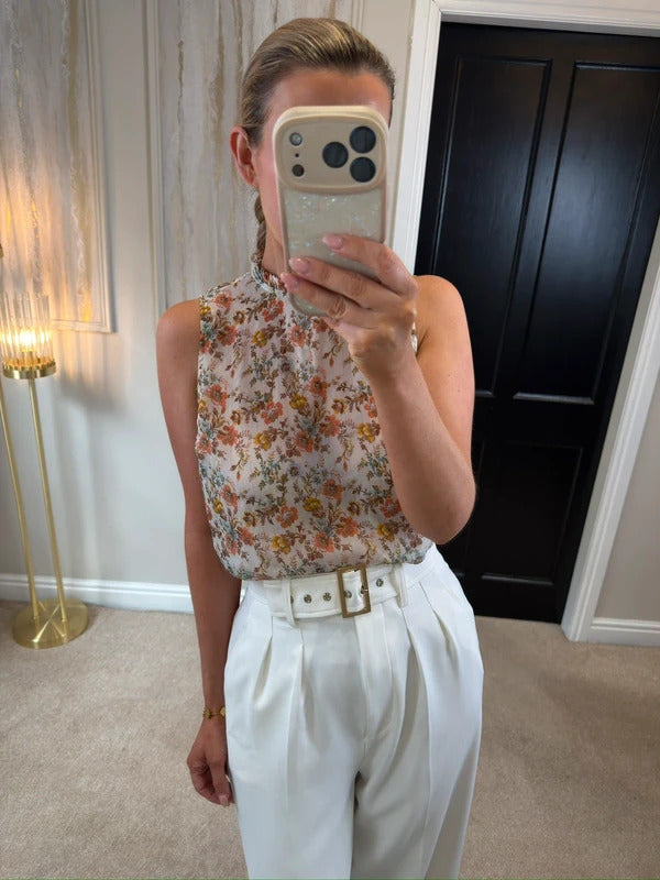 New Look Sheer Floral Frill Blouse 8