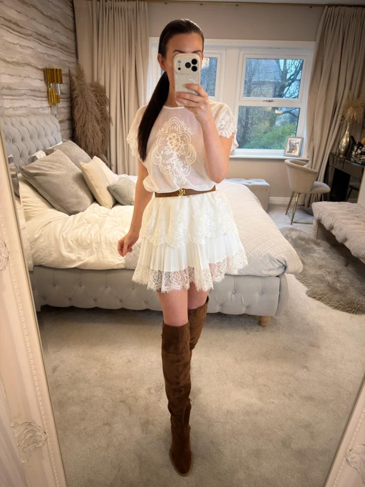 V by Very White Sheer Boho Top One Size