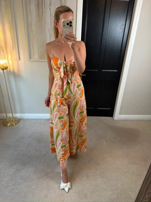 Warehouse Multicoloured Floral Wide Leg Jumpsuit Petite 4