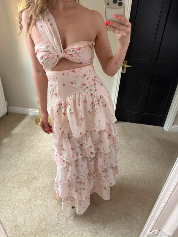 Anne Louise Boutique Touch of Rose Pink Floral Tiered Maxi 8