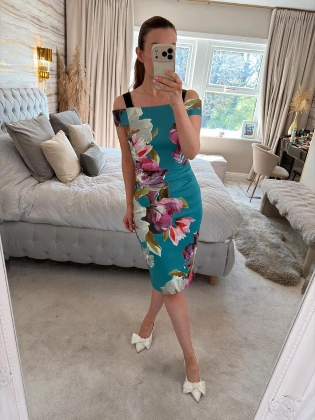 Karen Millen Teal Floral Dress 10