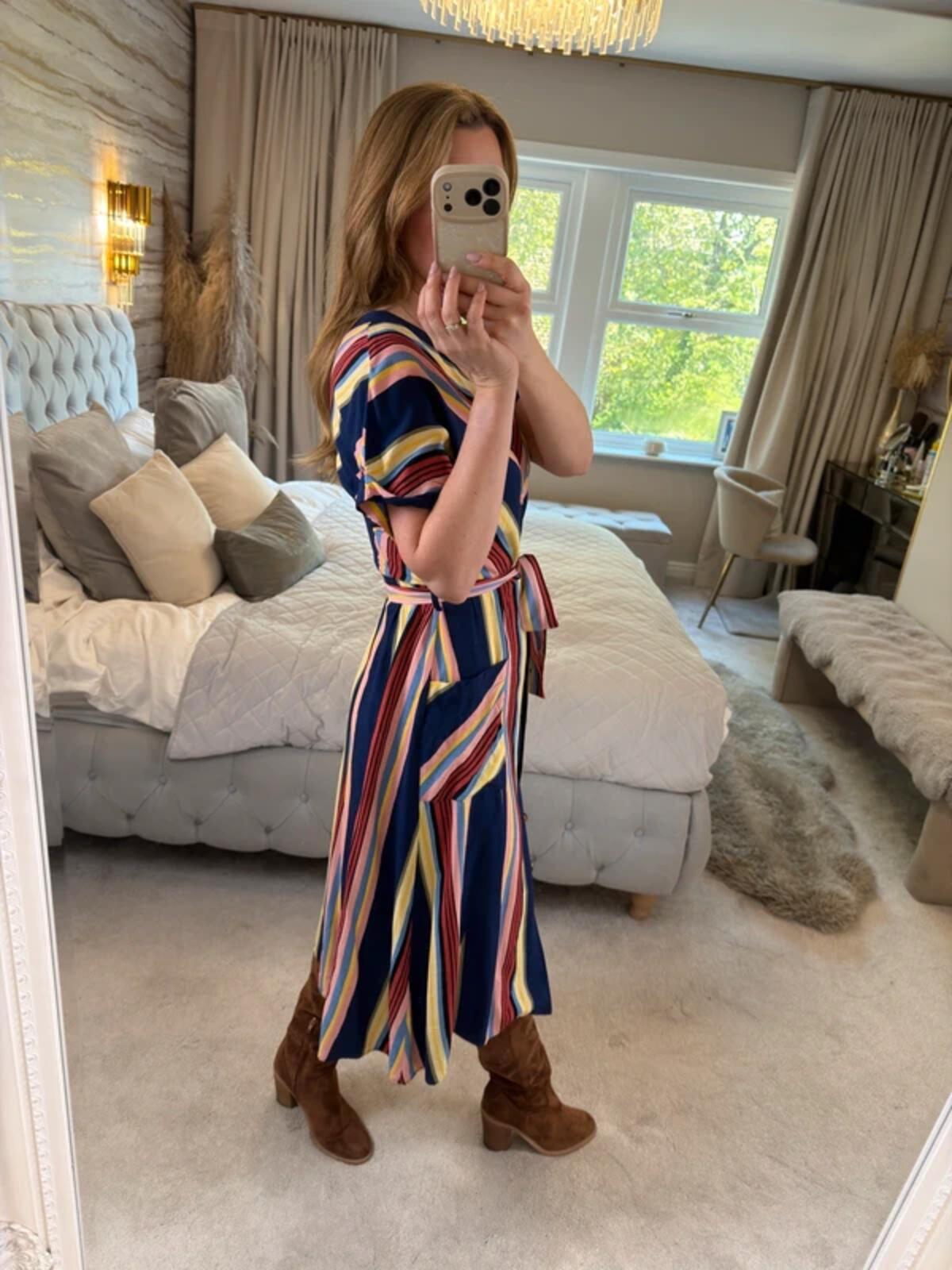Warehouse Multicoloured Belted Midi Shirt Dress 10