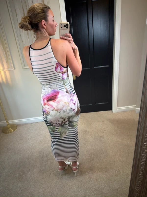 Ted Baker Floral Stripe Dress 8