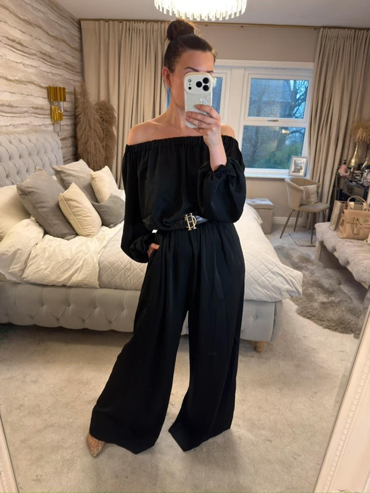 Kevan Jon Black Wide Leg Jumpsuit Small