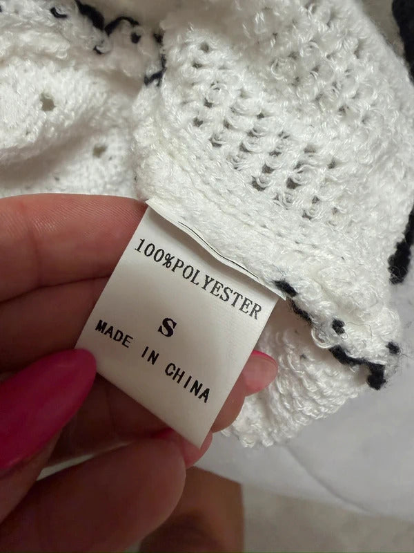 Boutique White & Black Crochet Midi Dress Small