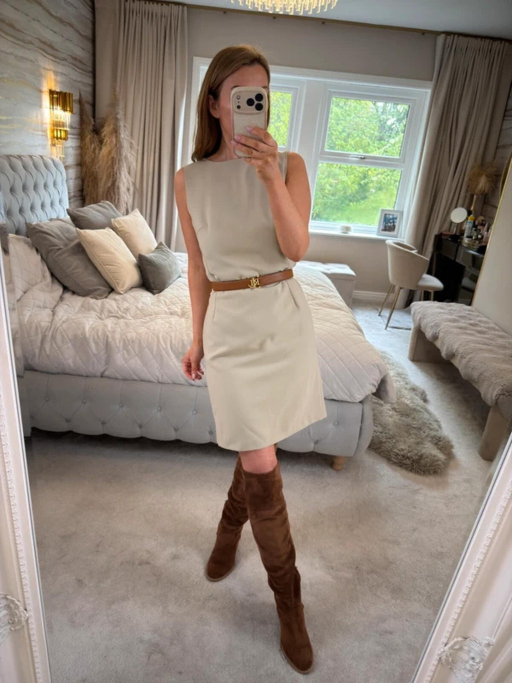 Vintage M&S Light Beige Dress 10