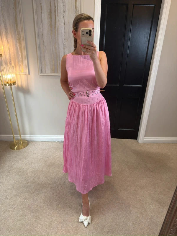 BNWT Marks & Spencer’s Pink Midaxi Belted Dress 8