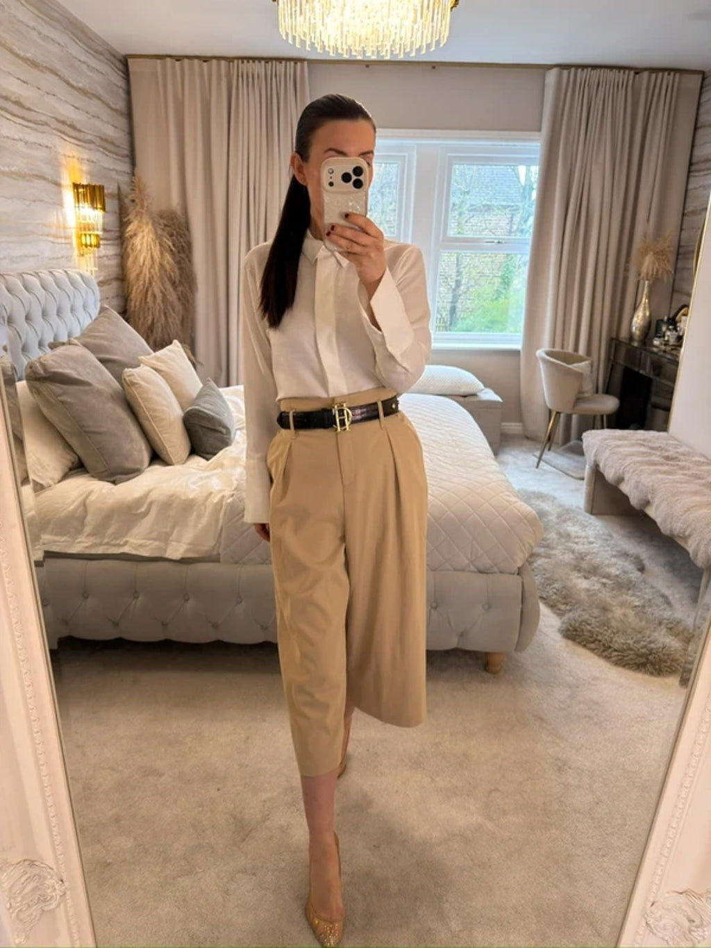 River Island Beige Cropped Wide Leg Trouser 14