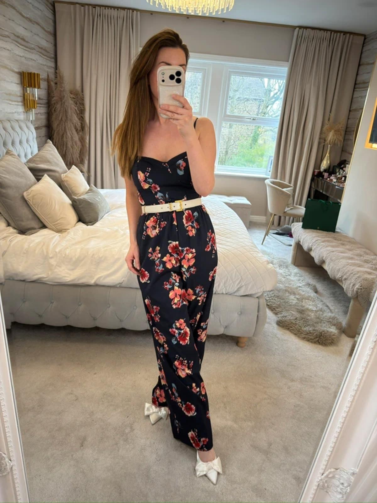 Girls On Film Navy Floral Jumpsuit XS