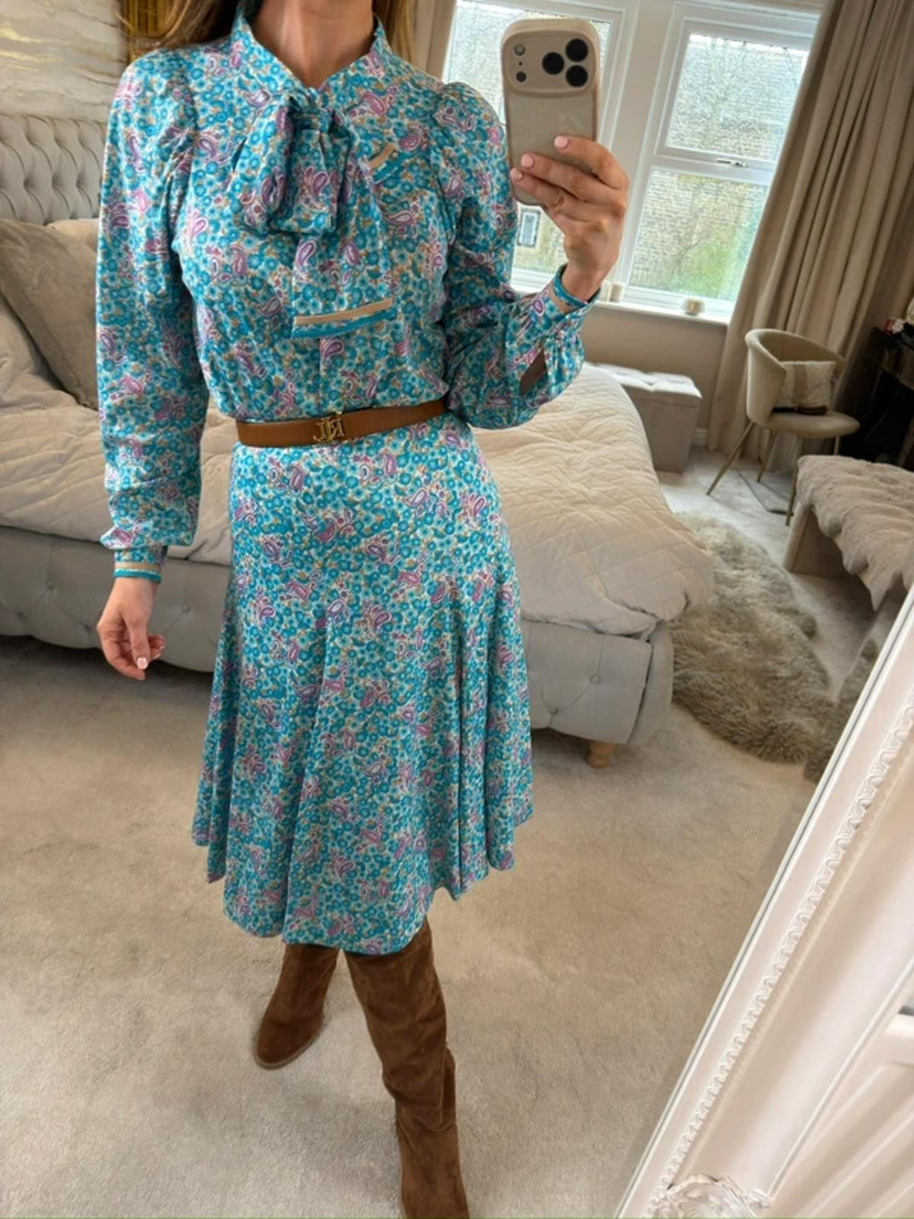 Vintage Blue Paisley Skirt Co Ord 6/8