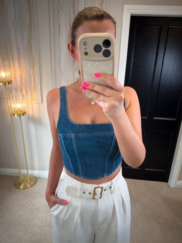 Tommy Jeans Denim Corset Top Small
