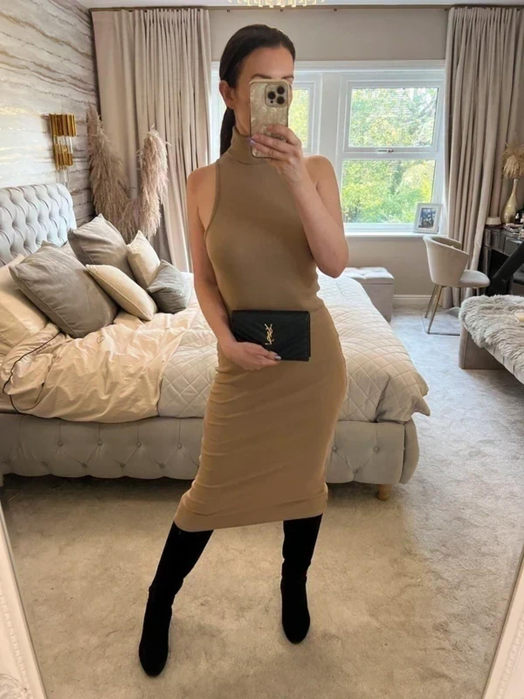 Zara Brown Roll Neck Midi Dress 10