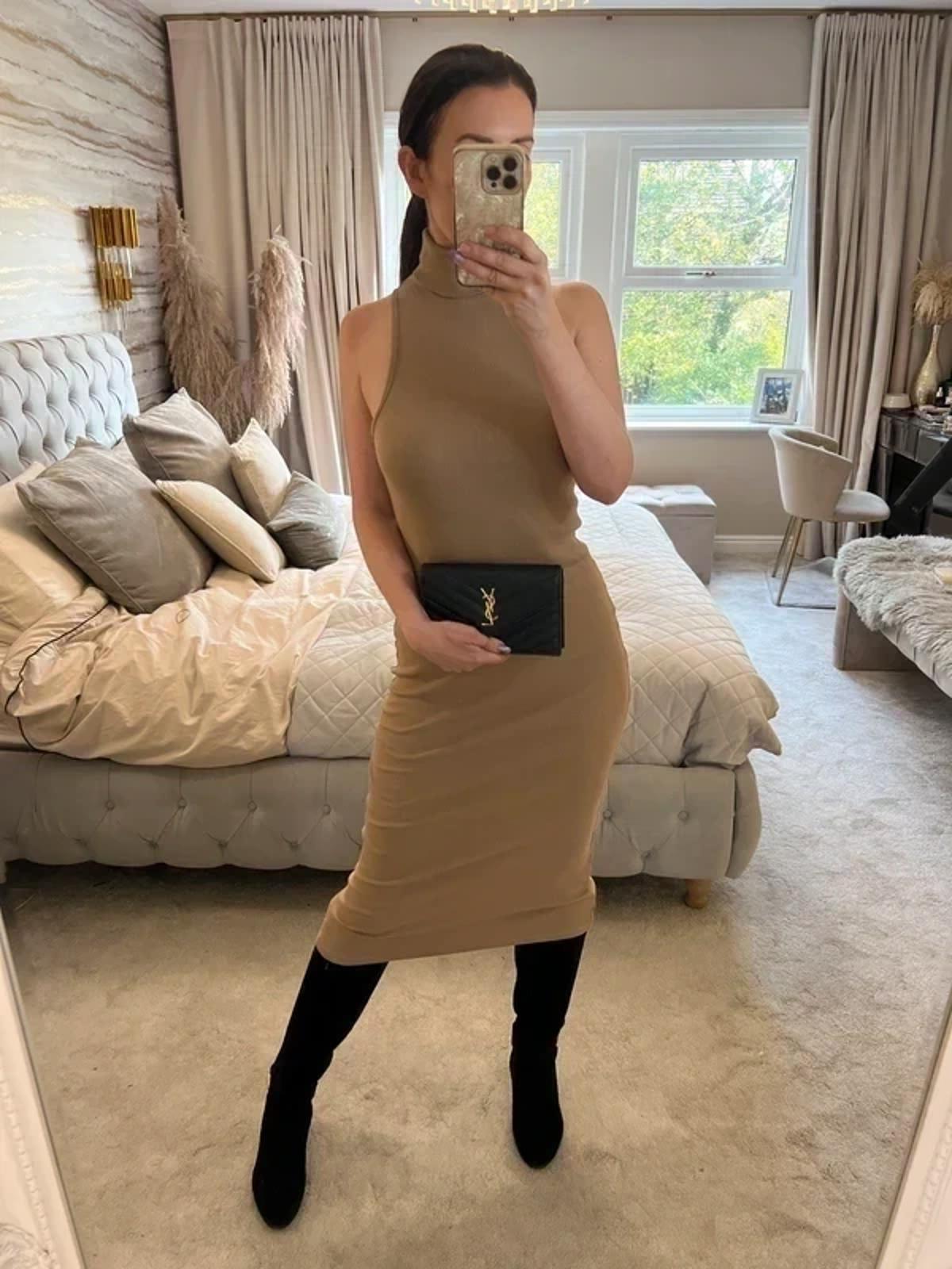 Zara Brown Roll Neck Midi Dress 10