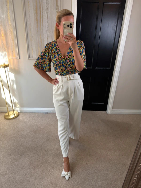 ASOS Multicoloured Floral Tie Back Blouse 10
