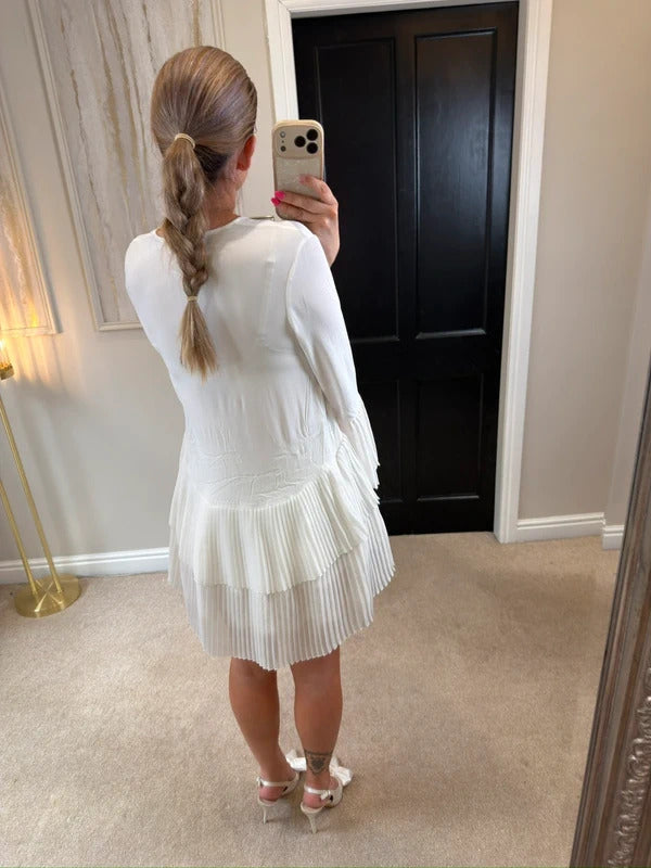 Zara White Pleated Tunic XS