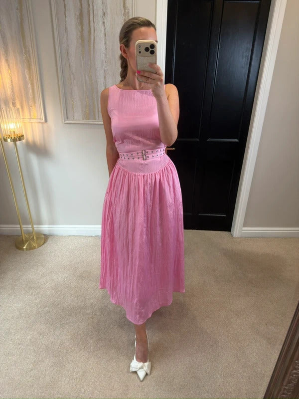 BNWT Marks & Spencer’s Pink Midaxi Belted Dress 8
