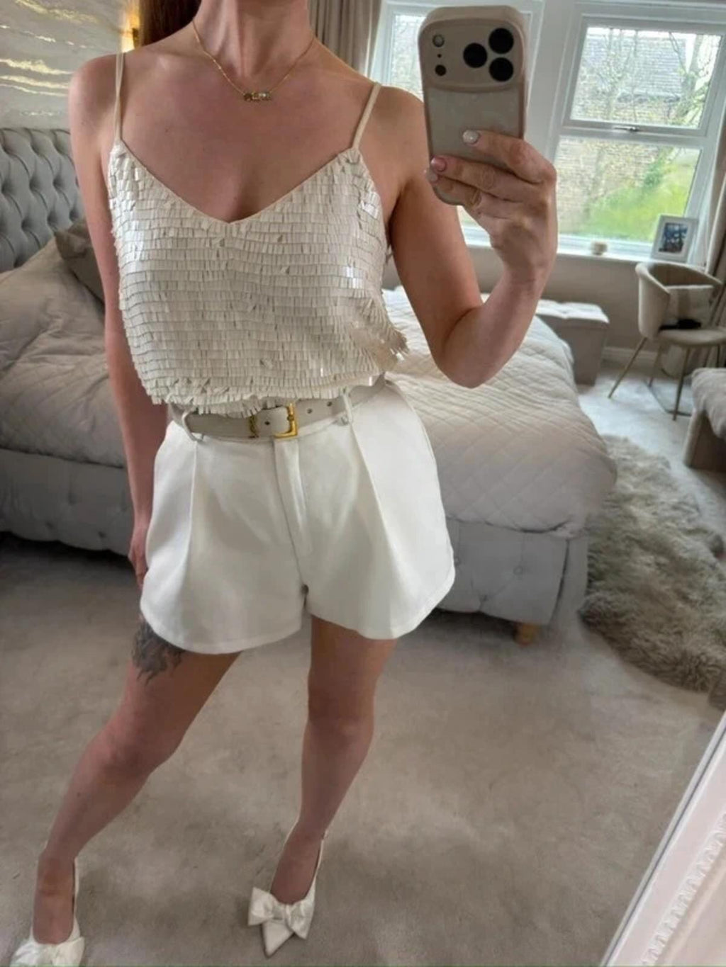 Modern Rarity Cream Sequin Blouse 12