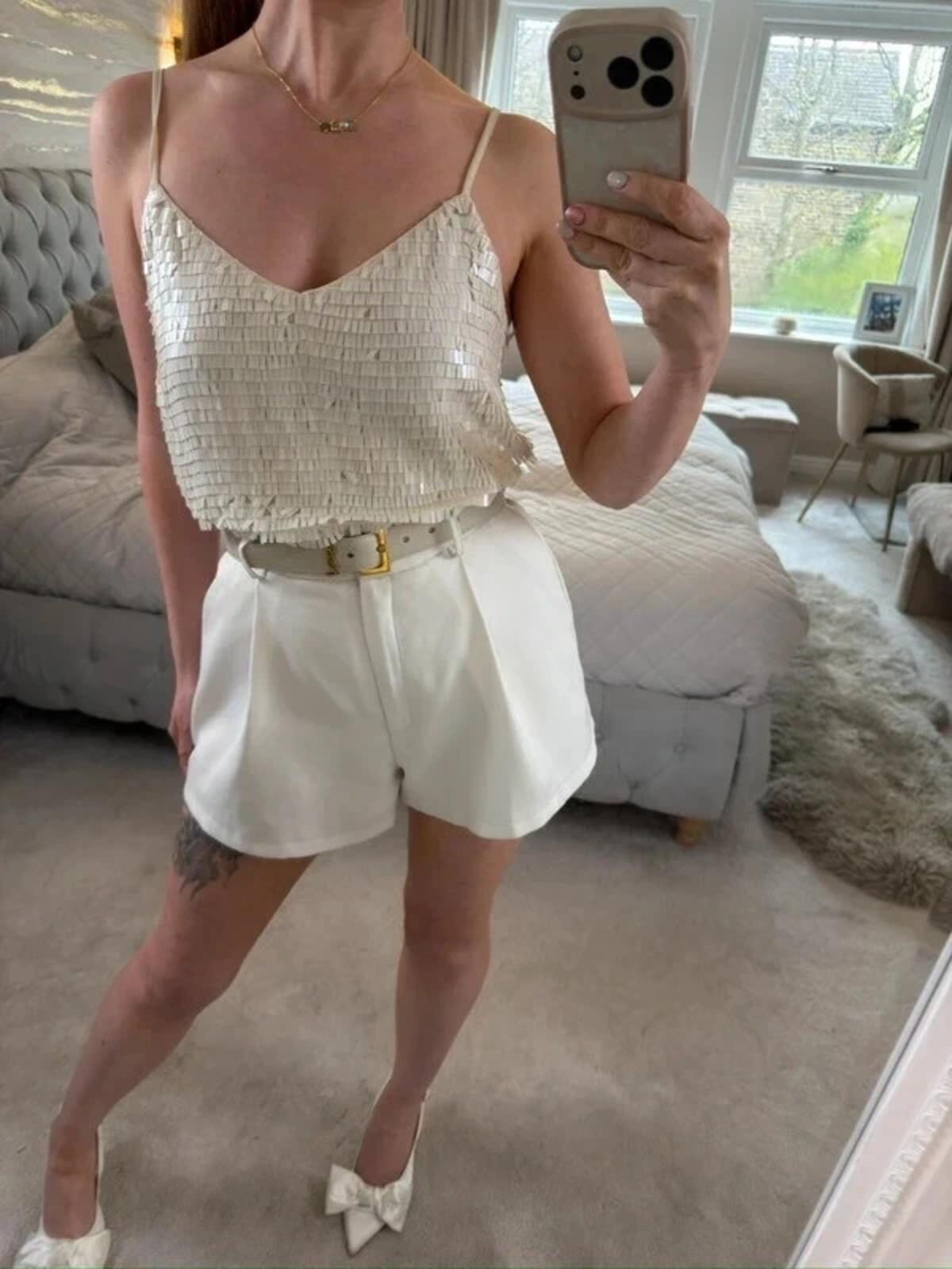 Modern Rarity Cream Sequin Blouse 12