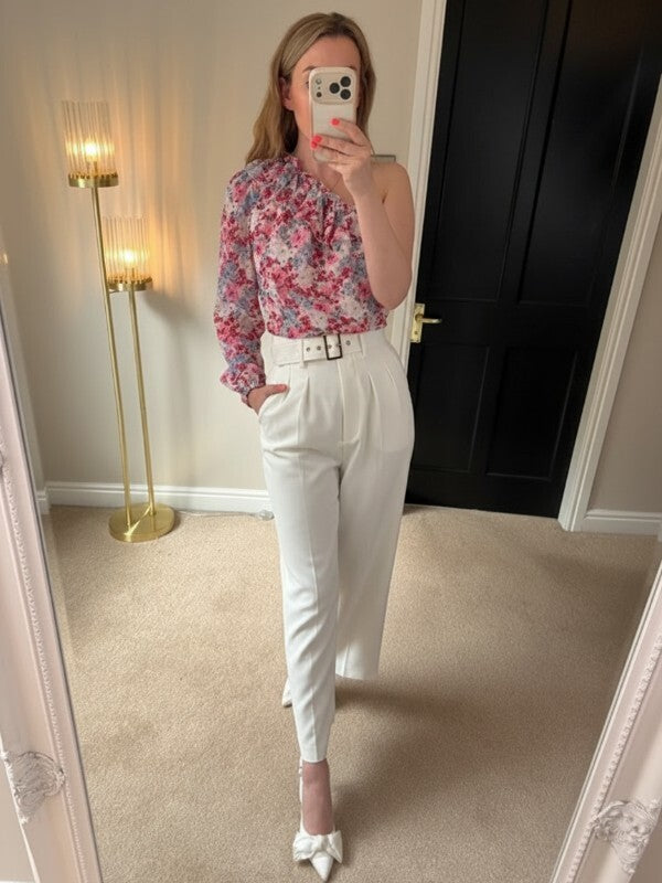 Quiz One Shoulder Pink Floral Blouse 12