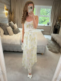 Oasis Sheer White & Yellow Floral Pleated Maxi Dress 12