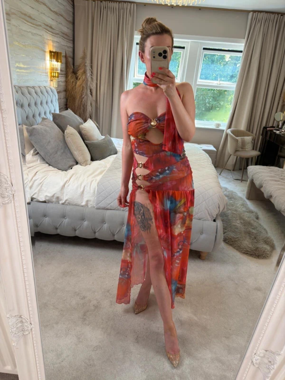 BNWT Sister Party Red Multicoloured Semi Sheer Maxi Small