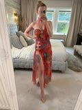 BNWT Sister Party Red Multicoloured Semi Sheer Maxi Small