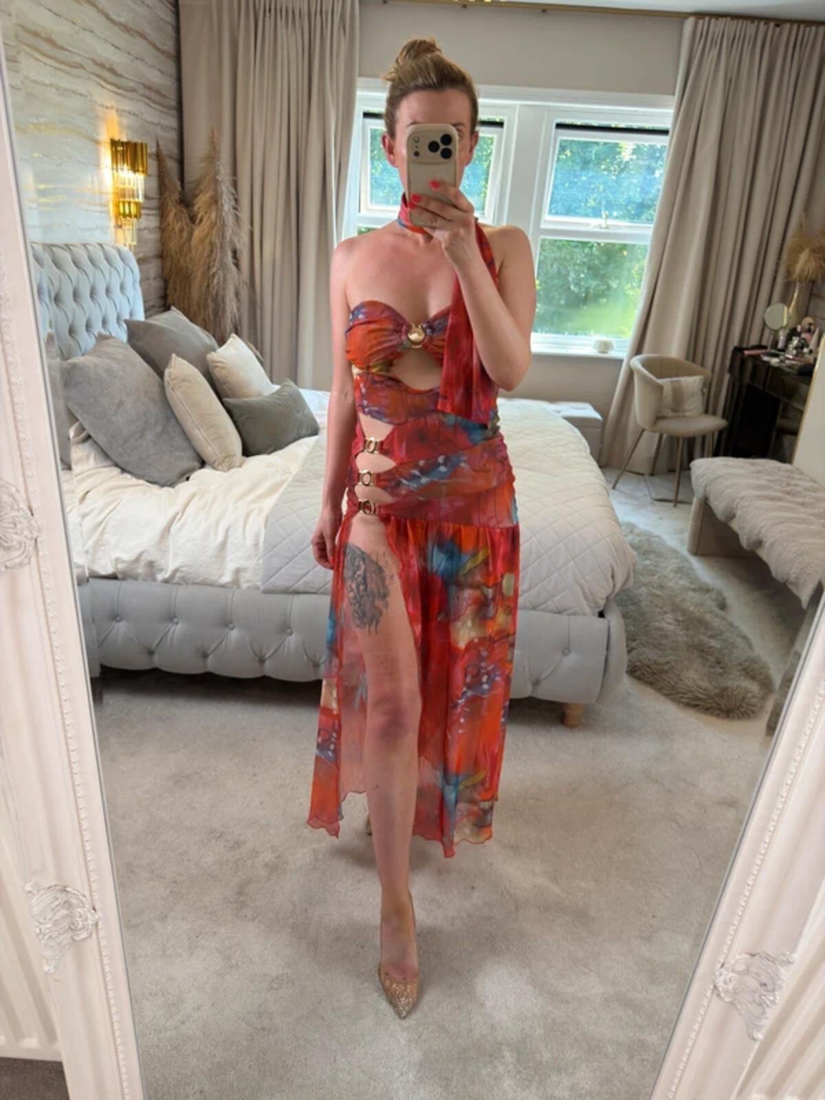BNWT Sister Party Red Multicoloured Semi Sheer Maxi Small