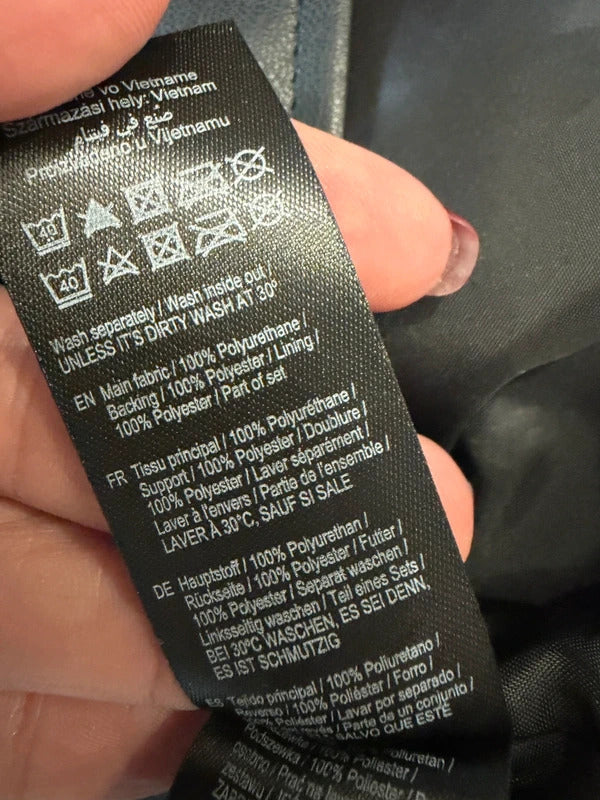 F&F Black Faux Leather Belted Dress 10