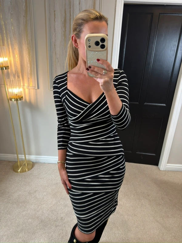 White House Black Market Black & White Stripe Dress