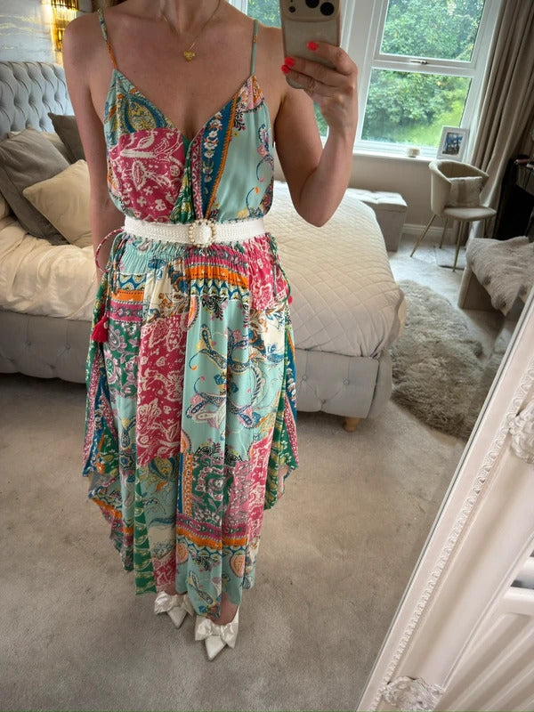Monsoon Multicoloured Paisley Midi Dress Medium