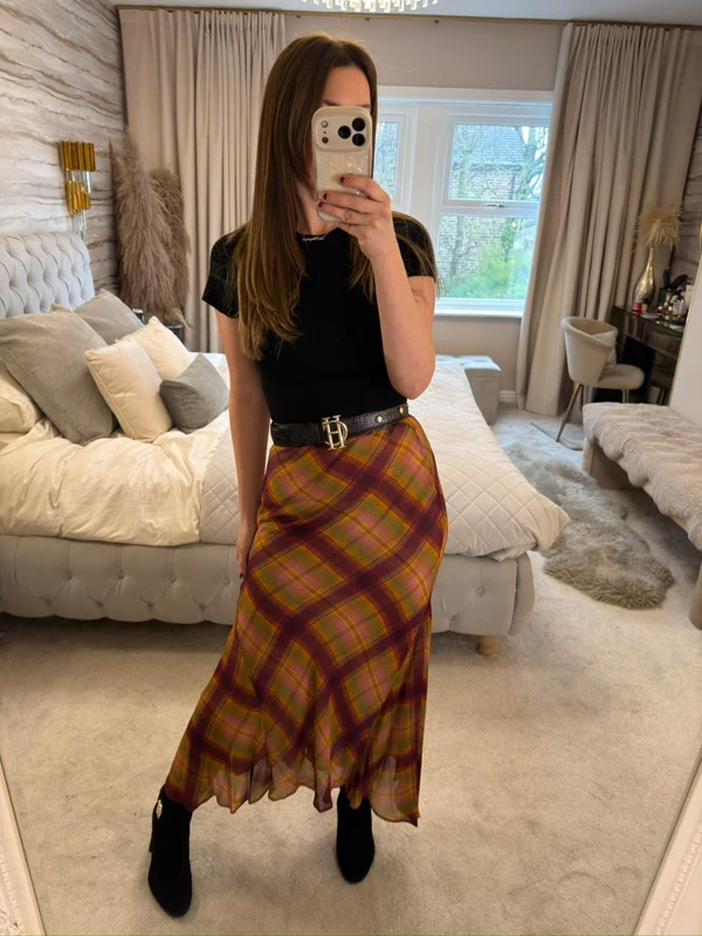 BNWT Zara Tartan Midi Skirt Small