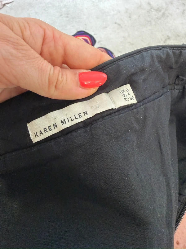 Karen Millen Black Aztek Embroidered Tulle Strapless Mini Dress XS