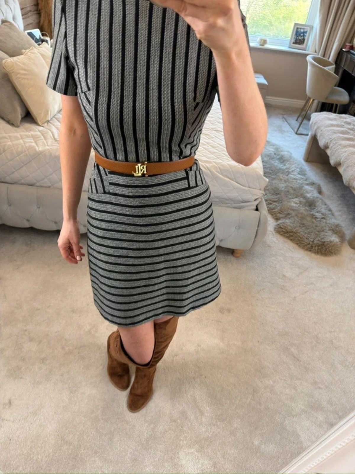 Oasis Black Striped Dress 8