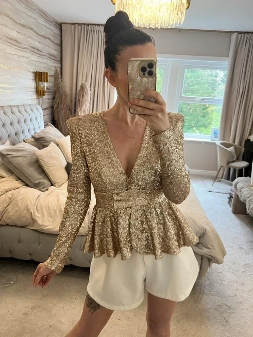 KU By Spendlove Gold Sequin Power Shoulder Jacket 6/8