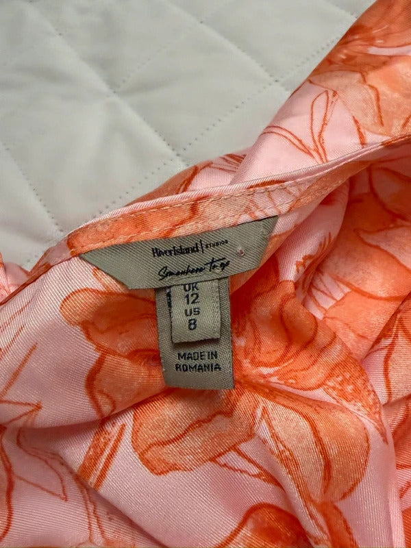 River Island Pink Floral Satin Knot Midi Dress 12