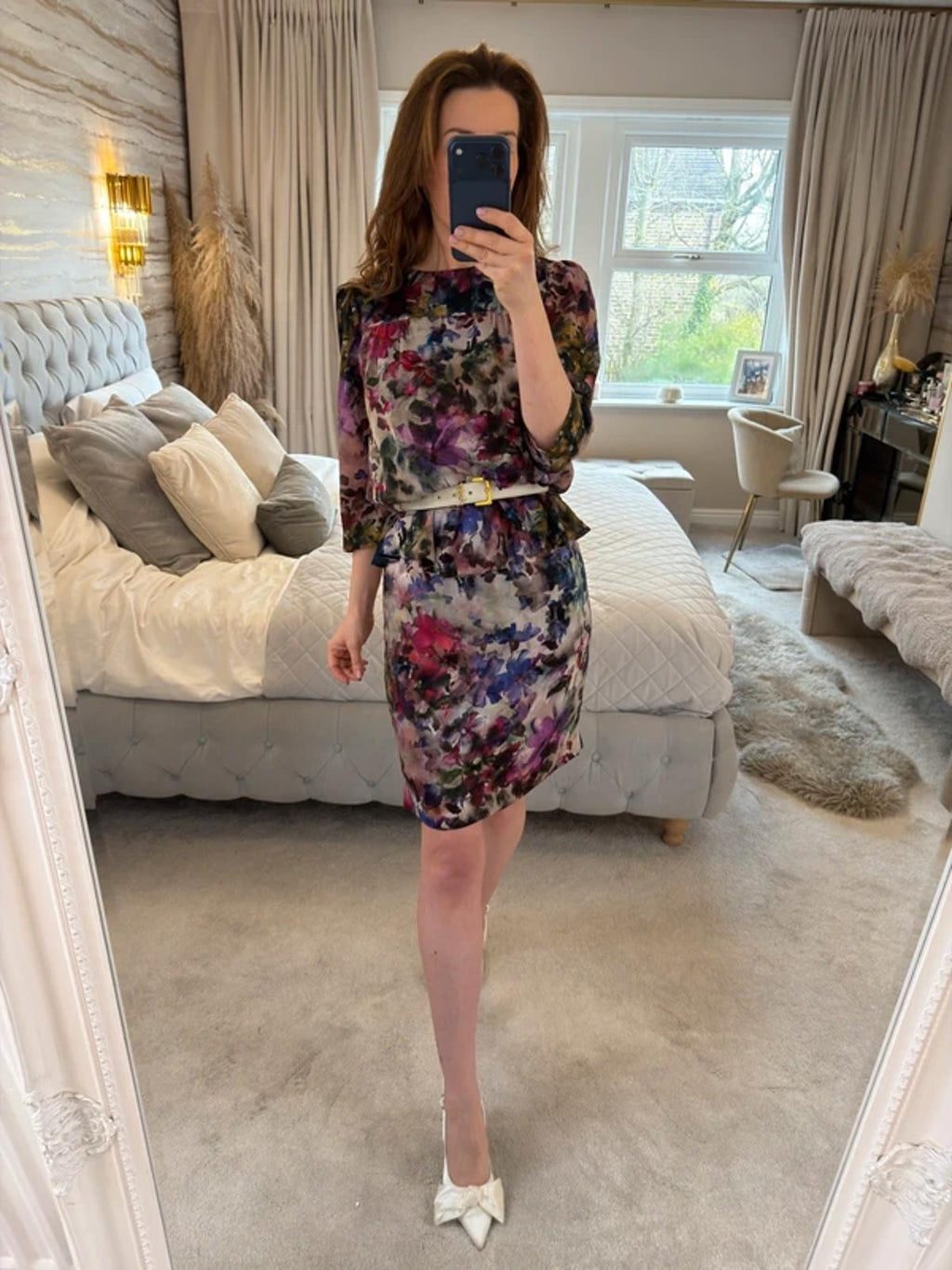 Hobbs Floral Peplum Dress 10