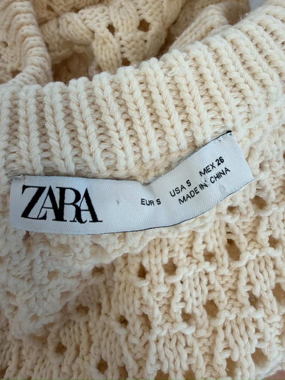 Zara Cream Crochet Sheer Mini Dress Small