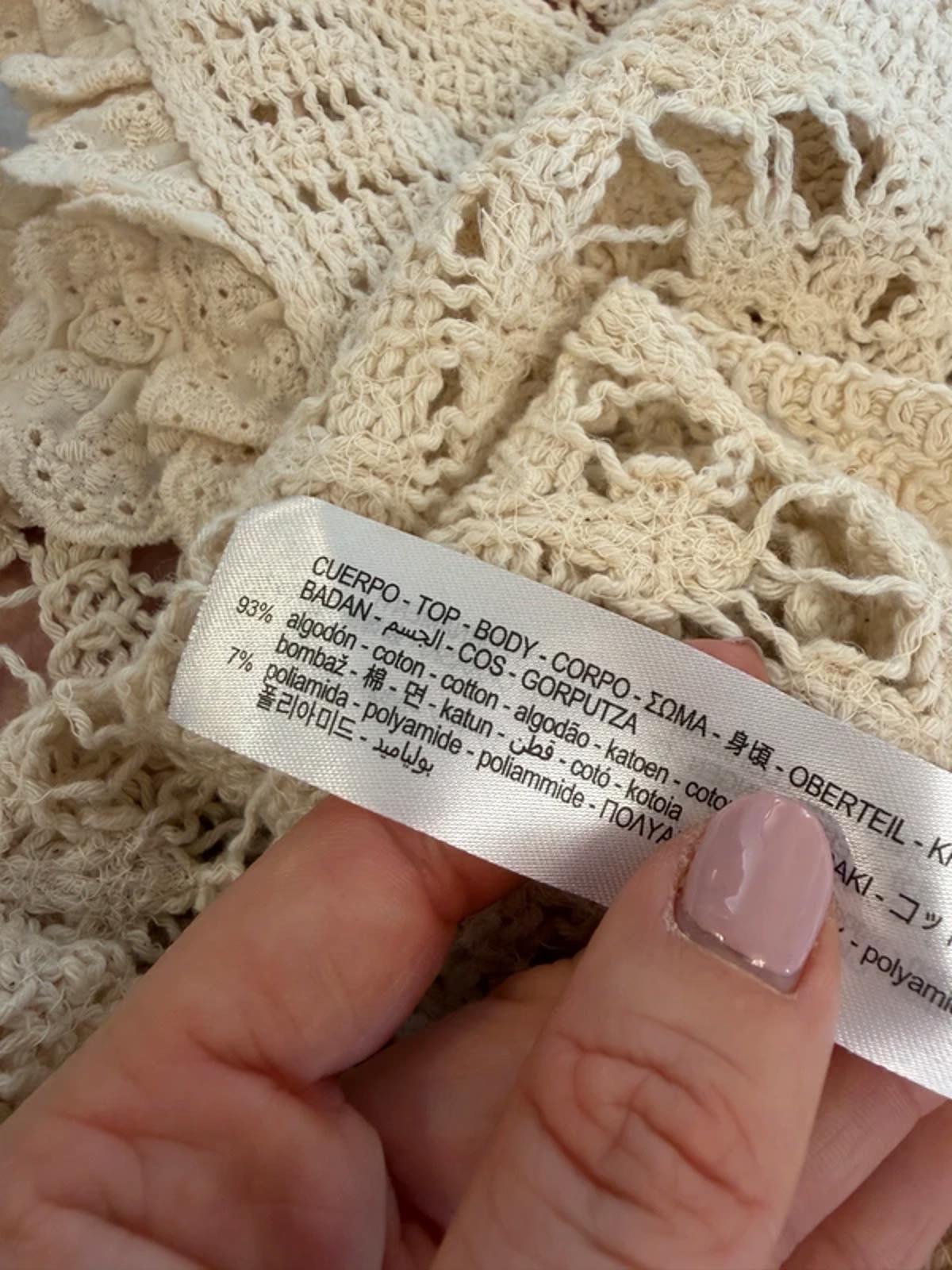 Zara Cream Crochet Lace Boho Top Medium